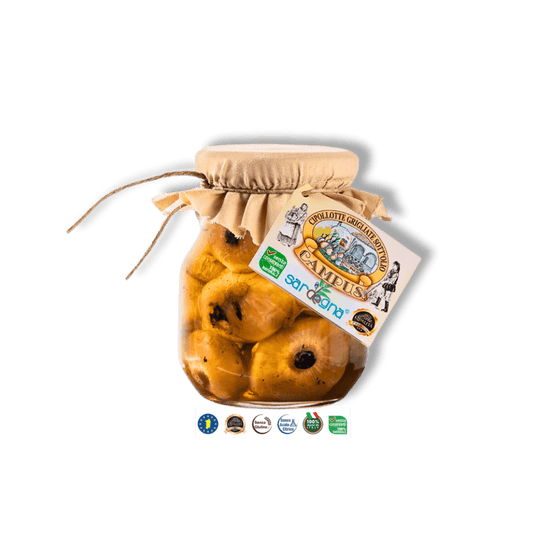 Cipollotte grigliate sott’olio - Gegrillte sardische "Borettana" Zwiebeln in Öl - Sapori Sardi