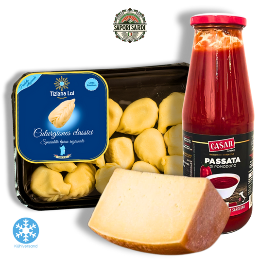 Culurgiones Rezept Paket aus Sardinien mit Passata und Pecorino