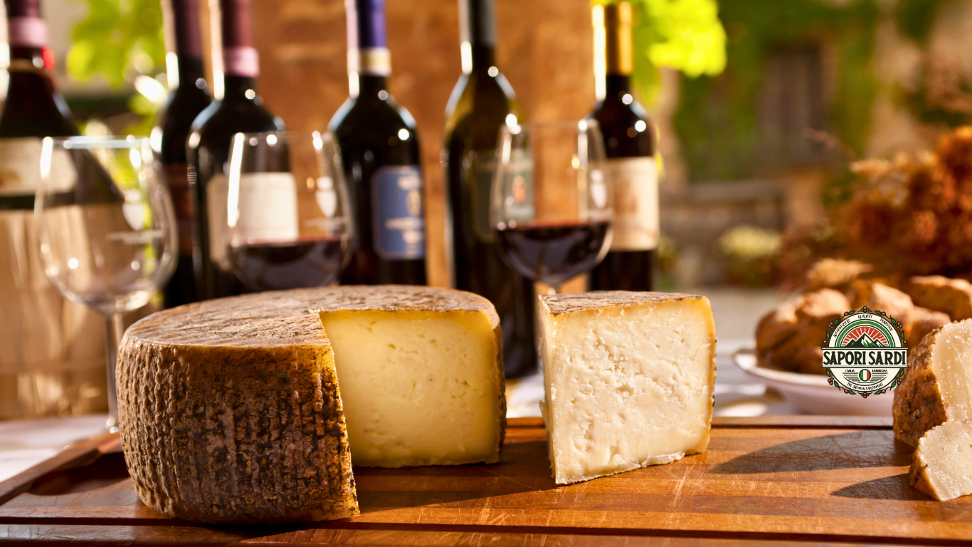 Wein und Pecorino Kaese