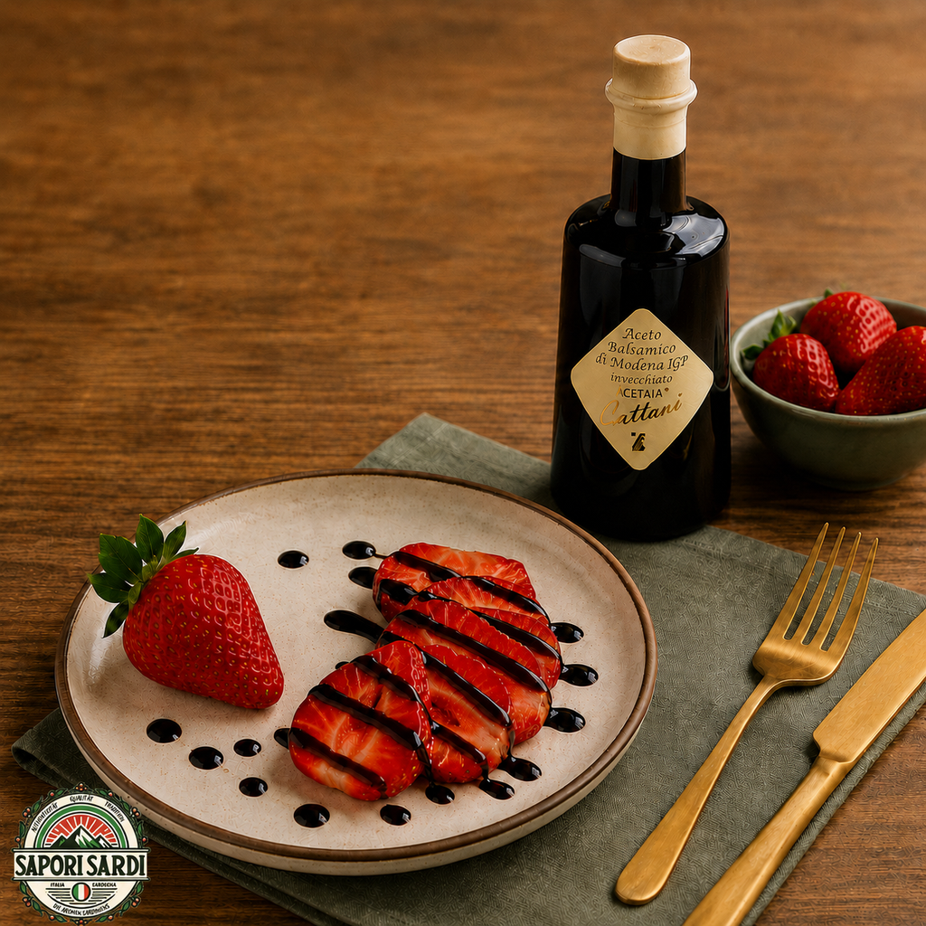 Aceto Balsamico di Modena Invecchiato IGP auf Erdbeeren