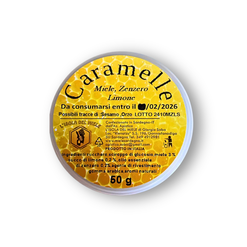 Caramelle Miele, Zenzero e Limone – Erfrischende Honigbonbons mit Ingwer & Zitrone aus Sardinien