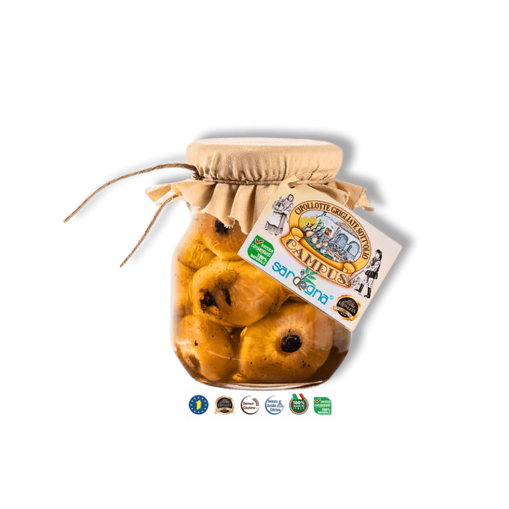 Cipollotte grigliate sott’olio - Gegrillte sardische "Borettana" Zwiebeln in Öl - Sapori Sardi