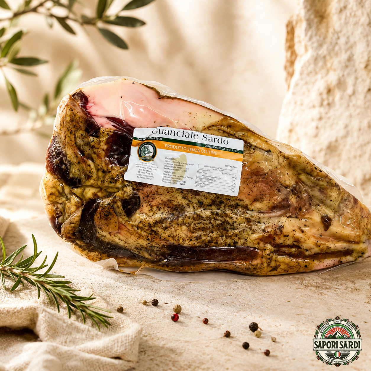 Guanciale Sardo 2kg von Su Sirboni  - luftgetrockneter Schweinespeck vom Hals
