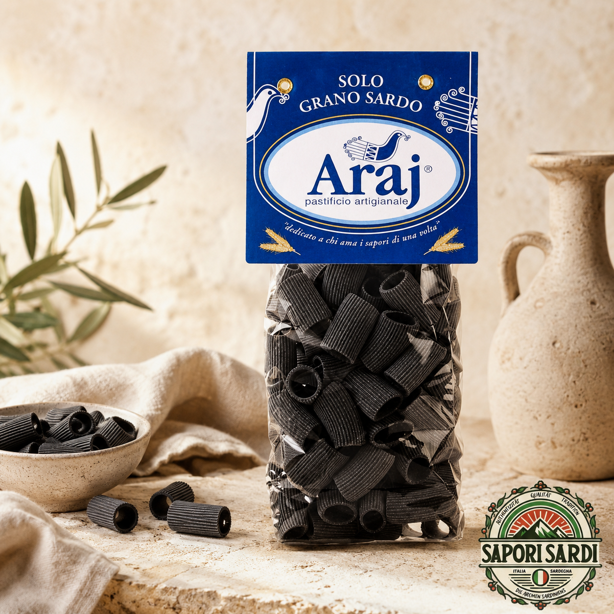 Natalis al Nero di Seppia - Sardische Pasta mit Tintenfischtinte