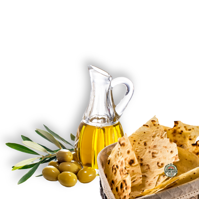 Pane Guttiau mit Olivenöl aus Sardinien.