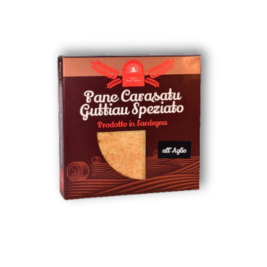 Pane Carasatu Guttiau Speziato all'Aglio - Fladenbrot mit Knoblauch aus Sardinien - Sapori Sardi