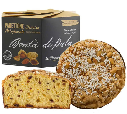 Panettone handgefertigt mit Rosinen, Orangenschalen und Mandeln von La Forneria (Bontà di Pula)