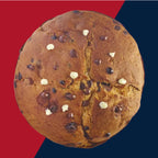 Panettone mit 3 Schokoladensorten, weißer Schokolade, dunkler Schokolade, heller Schokolade von oben
