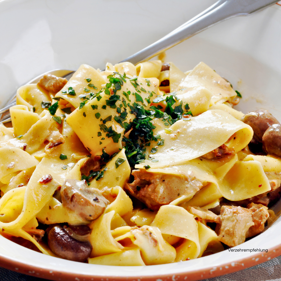 Pappardelle – Frische Breitbandnudeln nach italienischer Tradition mit Pilzen
