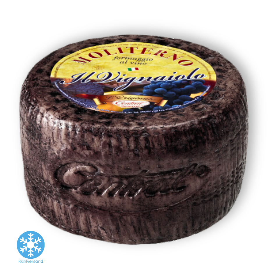 Pecorino Moliterno Vignaiolo – handgefertigter Schafskäse mit Rotwein veredelt