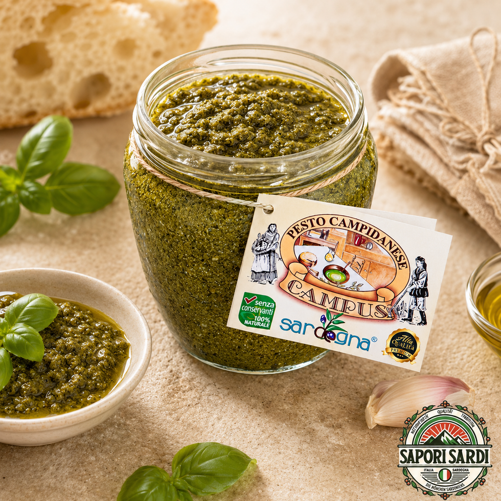 Pesto Campidanese - Traditionelles Pesto aus Sardinien geöffnet