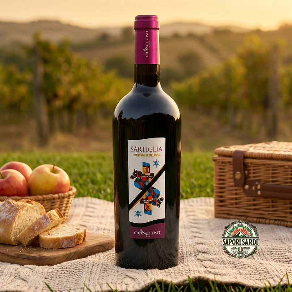 Sardischer Rotwein Sartiglia - Cannonau di Sardegna DOC bei einem Picknick