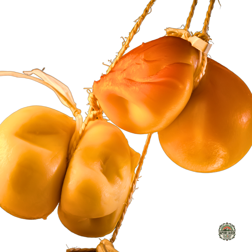 Scamorza Affumicata traditionelle Herstellung. Scamorza aufgehangen