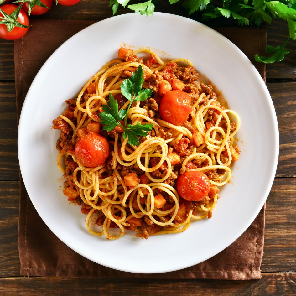 Spaghetti Bolognese mit frischen Spaghetti al Torchio.