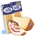 Spaghetti Carbonara Rezept Paket für 8-12 Portionen. Original mit handgemachten Spaghetti und Guanciale sowie Pecorino aus Sardinien.